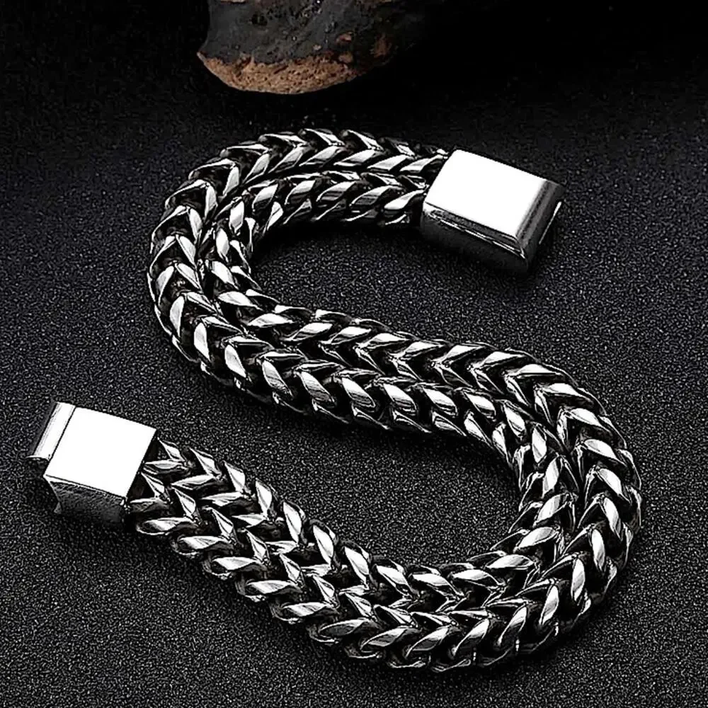 Stainless Steel Cuban Chain Magnetic Closure Hip Hop Bracelet